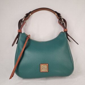 DOONEY & BOURKE Forest Green Pebble Grain Leather Small Hobo Bag Gold Hardware